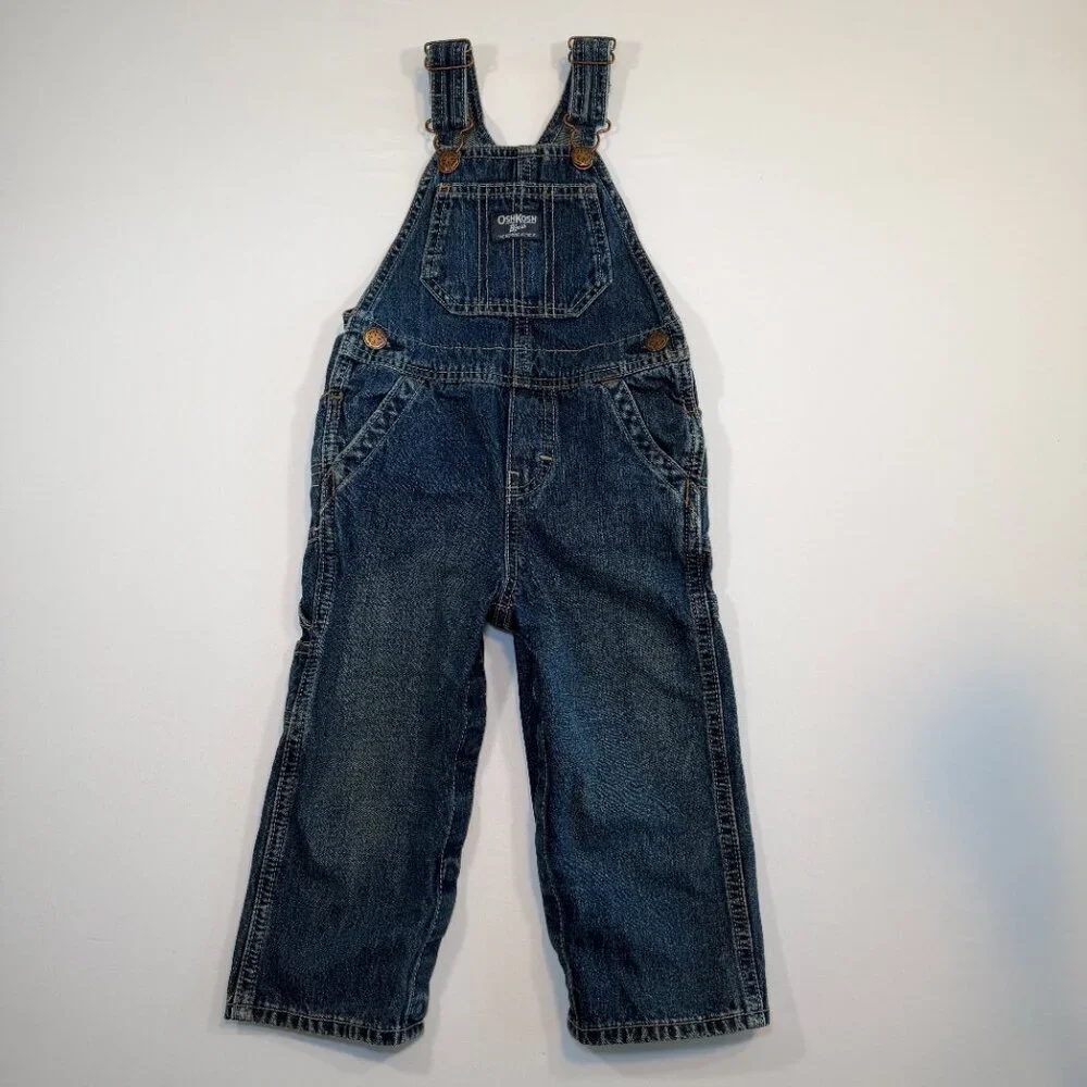 Vintage OSH KOSH B'Gosh Vestbak Dark Blue Jean Denim Overalls 24 Mos